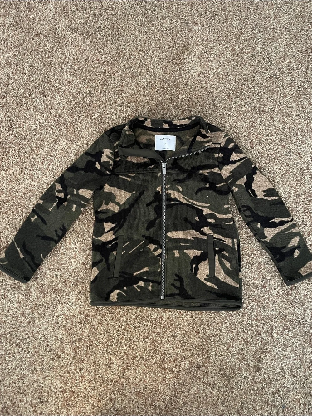 Old Navy Camouflage Fleece Zip Jacket - Olive Green & Tan size 5t